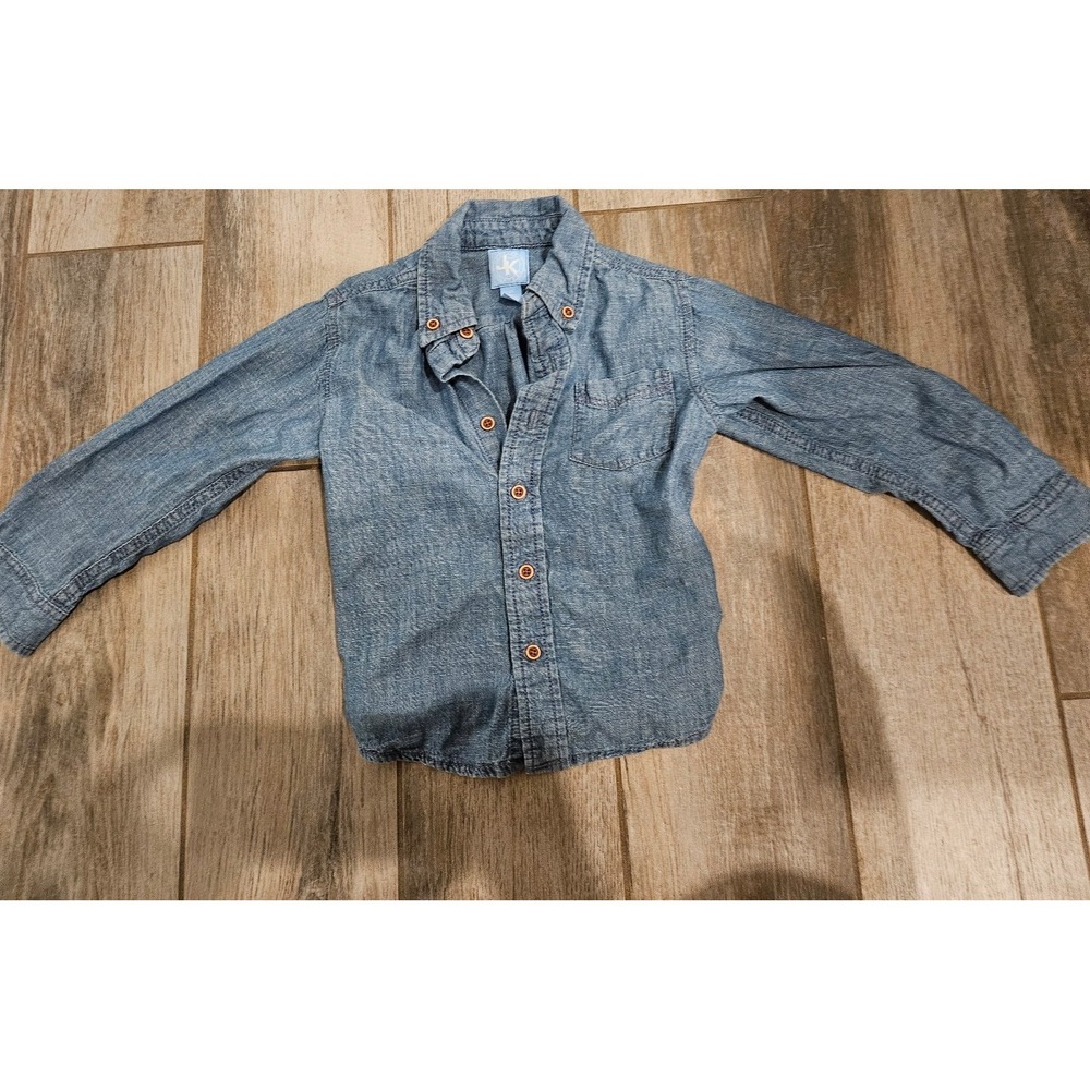 Boys longsleeve blue jean button up shirt